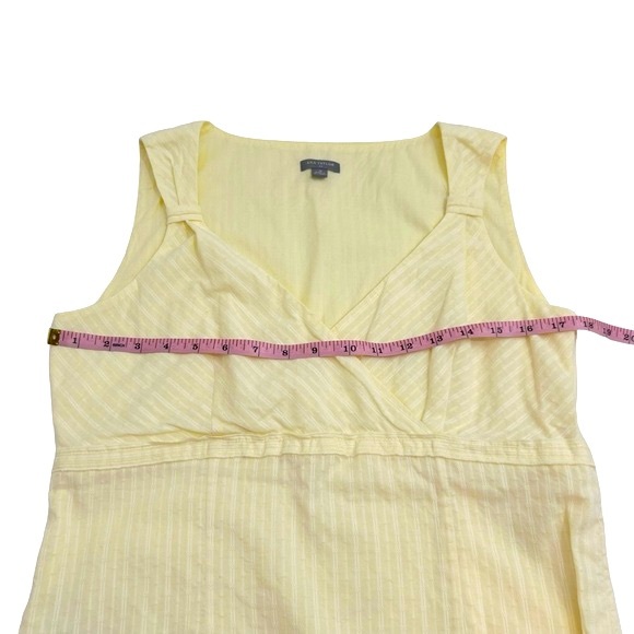 Ann Taylor Factory Sleeveless Striped Yellow Faux Wrap V-Neckline Top Size 10 - Picture 7 of 13